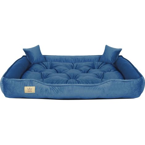Cama para perros, parque de juegos, 130x105 cm, terciopelo, azul