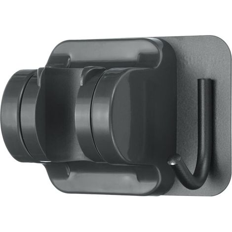 1 Handbrausehalter mit Aufhängehaken, robuste und verstellbare Wandhalterung, ohne Bohren (grau) (1/5)