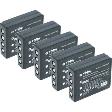 vhbw 5x Batterie remplacement pour HBC FBFUB09N, BA223031, BA223001, FUA39, BA223000, BA223030 pour télécommande remote control (2000mAh, 3,6V, NiMH)