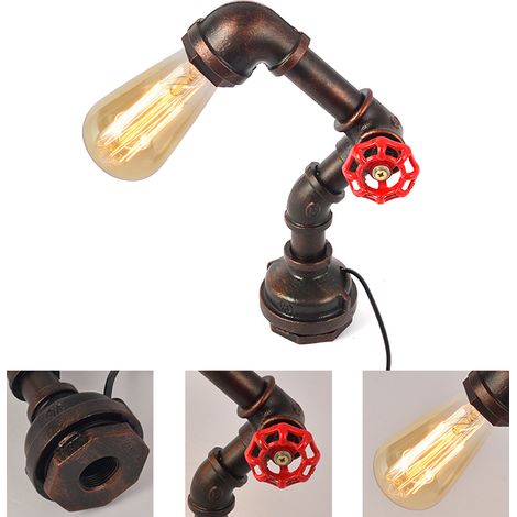 Industrial Wasserrohr Tischlampe Metall Tischleuchte Nachtlicht Schreibtischlamp