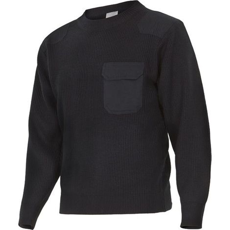 Jersey punto grueso de tratamiento antipilling con cuello y puños de canalé VELILLA Serie 100 L Negro (1/3)