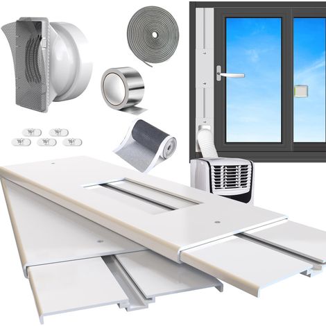 Kit Calfeutrage Climatiseur Portable 160cm-4 Panneaux Réglables,Raccord Universel13/15cm, filtre écran, Iso. Thermo/Acoustique, Évac. Chaud, Démontable, Porte/Fenêtre Coul (1/5)