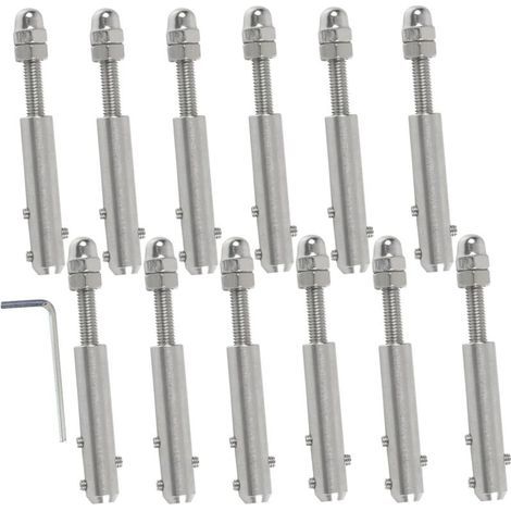 Terminal pour Câble Métallique pour Câble Métallique 4 mm-12 Pièces et clé en L-Tendeur de câble (1/4)