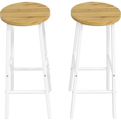 Set bar con isla de cocina, almacenaje y 2 taburetes, blanco efecto madera, MDF metal MODENUIT (1/5)