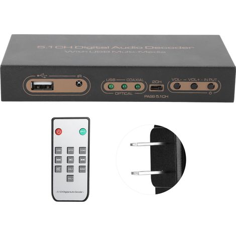 Décodeur audio numérique 5.1 canaux, lecteur multimédia audio 5.1, AC3, DTS, LPCM, prise US 100-240 V (1/5)