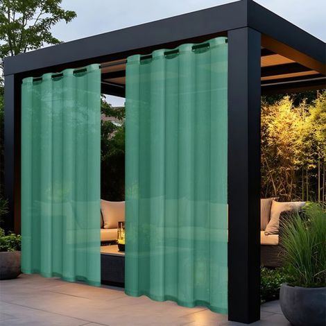 Voilage transparent 2 pièces avec anneaux, protection solaire, occultant et isolant pour pergola, terrasse, jardin, gazebo, balcon, extérieur (132 x 183 cm) - potager - 132183cm (1/5)