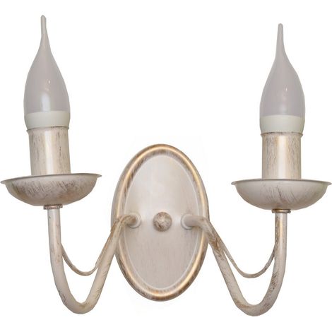 Helam MALBO Bougie Applique Murale Blanc, Or 32cm