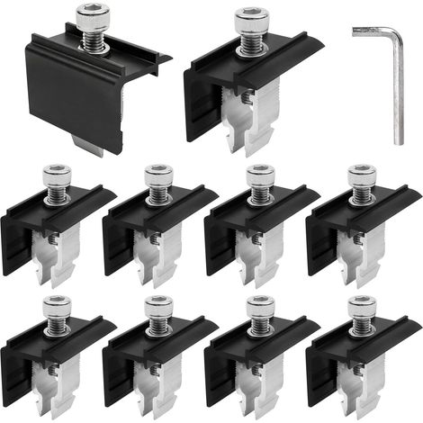 Fixation Panneau Solaire,10 Pièces Kit De Fixation Support Pour Panneau Avec Une Clé,Kit De Supports De Panneau Solaire,Supports De Montage De Panneaux Pour Système De Montage Photovoltaïque 32-45MM (1/5)