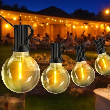 Guirlande Guinguette LED, Guirlande Lumineuse Extérieur G40 Avec 25 + 2 Lumières Incassables - Pour Jardin, Véranda, Café, Fête, Mariage, Jardin (1/5)