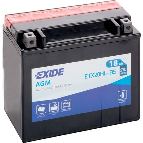 Batterie moto Exide ETX20HL-BS YTX20HL-BS 12v 18ah 270A