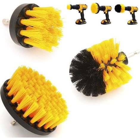 Brosse de nettoyage pour perceuse, lot de 3 brosses électriques pour le nettoyage des sols, briques, toilettes, etc. à la maison e (1/4)