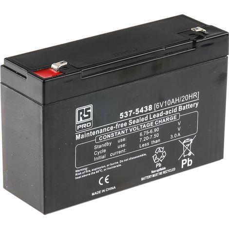 Batterie au plomb étanche RS PRO 6V 10Ah cyclique ( Prix pour 1 )