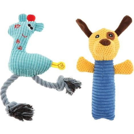 Jouet à mâcher pour chien - 2 pièces en coton - Jaune et Bleu - Résistant à l'usure (1/4)
