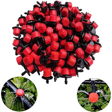 100pcs Adjustable Drippers Irrigation System, Plastic Adjustable Drippers Mist Sprinkler, for Drip Micro Drip Irrigation (1/5)