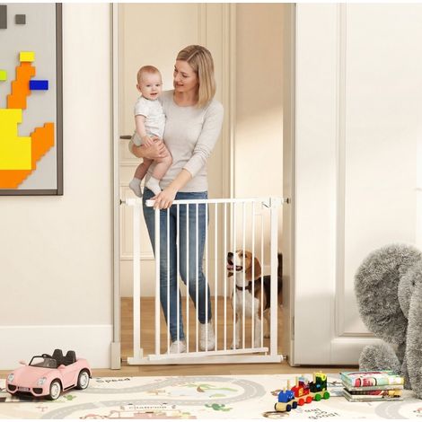 Barrera de seguridad extensible sin taladro con cierre automático 76-80 x 76 cm blanca (1/5)