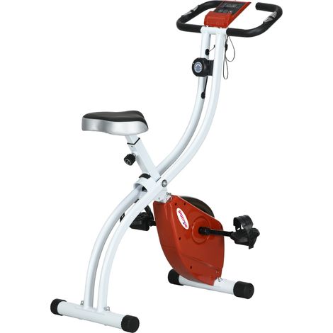 Cyclette Pieghevole Magnetica 8 Livelli Display LCD 97x43x110 cm Rosso (1/5)
