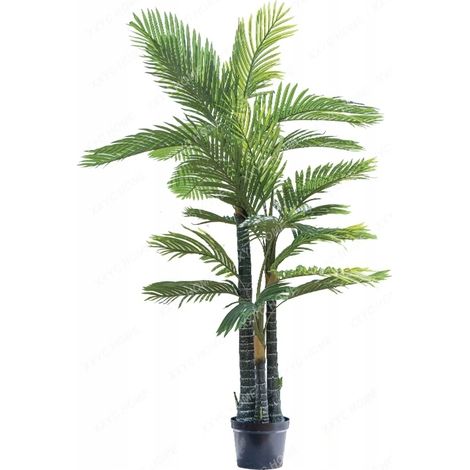 Palma esotica artificiale tripla in vaso realistico da 200 cm