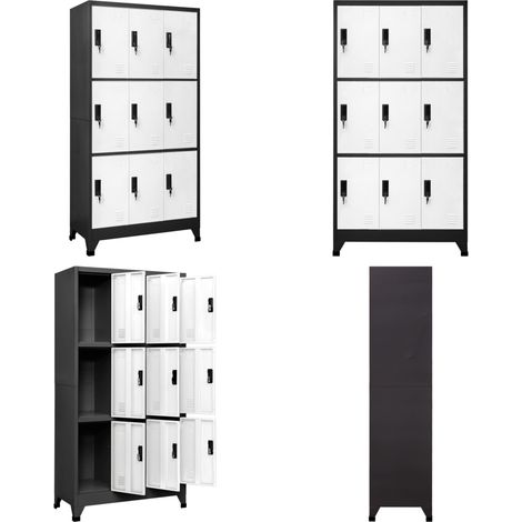 Armoire à casiers Anthracite et blanc 90x45x180 cm Acier - Armoire À Casiers - Meuble De Rangement - Armoire Métallique - Armoire Scolaire - Armoire De Bureau - Home & Living