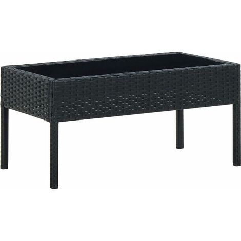 Table de jardin Noir 75x40x37 Résine tressée (1/4)