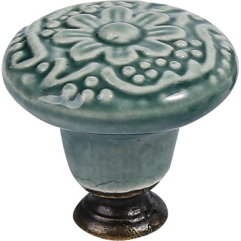 Poignée de meuble céramique vert, lot de 10 boutons de tirage décoratifs pour tiroir, armoire, commode, étagère, poignée de porte avec vis de fixation, quincaillerie de meuble élégante. (1/5)