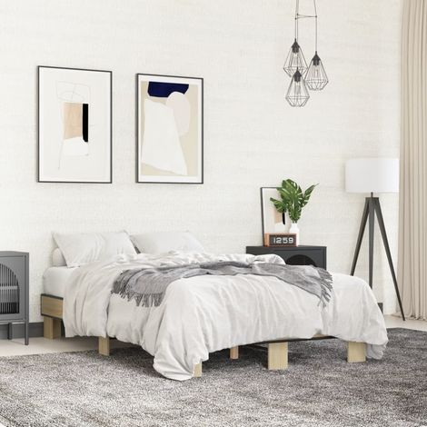 vidaXL Giroletto Rovere Sonoma 120x190 cm in Legno Multistrato Metallo