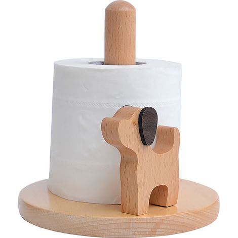 Porte-serviettes en bois pour cuisine, support de rouleau de papier essuie-tout sur plan de travail, sans perçage, étagère à rouleaux de table (1/5)