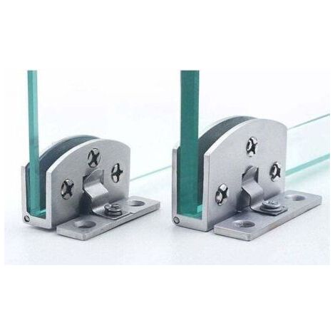 (2 pieces) Stainless Steel Cabinet Glass Door Hinge Wine Cabinet Door Hinge Cabinet Glass Hinge No Drilling Cabinet Glass Clamp (Large) (1/5)