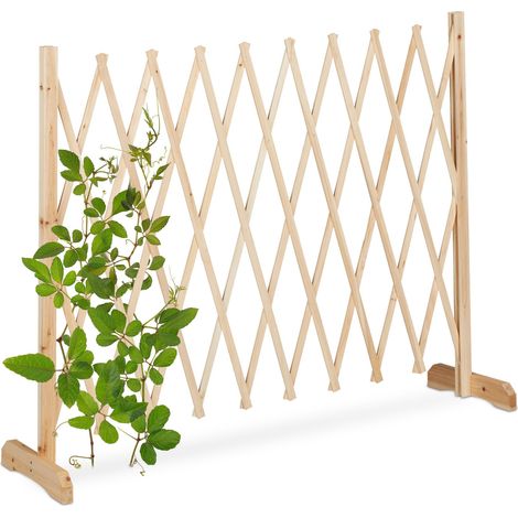Relaxdays Wooden Trellis, Extendable up to 275 cm, for Climbing Plants, Free Standing Scissor Grille, Garden, Natural (1/5)