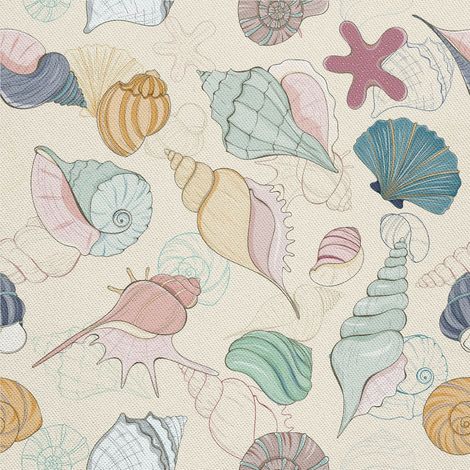 Tela decorativa para exteriores Oxford - estampado de conchas I DX186 (1/5)