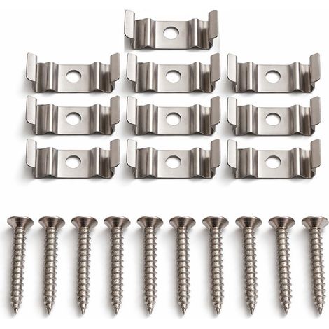 Lot de 10 clips de support T5 pour tube LED et profil LED lot de 10 unités avec vis pinces métalliques de montage pour lumière 0 virgule 34 mm 23 8 mm (1/4)