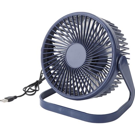 Kleiner, tragbarer und wiederaufladbarer USB-Tischventilator mit 2 Geschwindigkeitsstufen, blau, 15 cm (6 Zoll) Durchmesser, für Studentenwohnheime und den Außenbereich. (1/5)