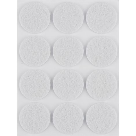 Almohadillas redondas autoadhesivas de fieltro, blancas, de 28 mm, 12 unidades. (1/5)