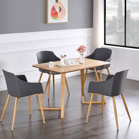 Set da pranzo Dallas Eden - tavolo da pranzo in legno di quercia e set di 4 sedie da pranzo in legno grigio - Sala da pranzo Cucina (1/5)