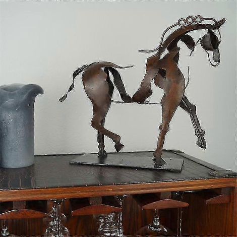 Sculpture de cheval en métal avec LED - Décoration pour maison ou restaurant - Cadeau de pendaison de crémaillère - Ne pas briller (1/4)