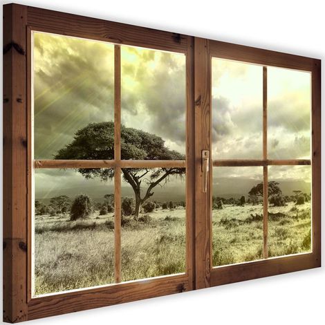 Tableau fenêtre, vue sur la savane - 90 x 60 cm (1/5)