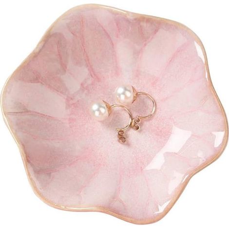 Plat à Bijoux en céramique,Plateau à clés,Plaque Vide-Poche décor de Table de Chevet pour Table d'entrée décor de Chambre Rose (1/4)