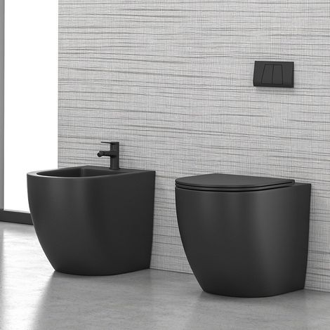 Sanitari a filo parete senza brida colore nero opaco MIL-N kamalu