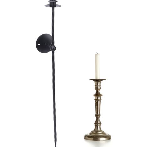 Spiralförmiger Wandkerzenhalter im europäischen Stil aus schwarzem Metall für Wohnzimmer, Badezimmer, Esszimmer - 2er-Set (60 cm) (1/5)