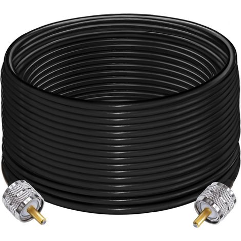 1 Câble coaxial RG58,Connecteur UHF mâle,Cuivre pur,50 ohms,Radio bidirectionnelle (1/5)