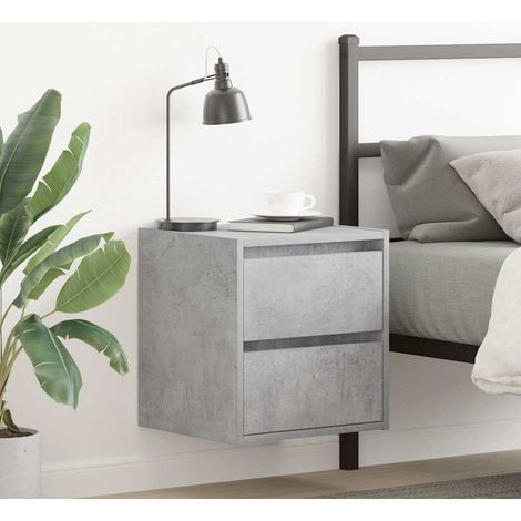 Mesillas de noche de pared 2 uds-Mesita de noche-Mesapara Dormitorio gris hormigón 38x34x40 cm 242259