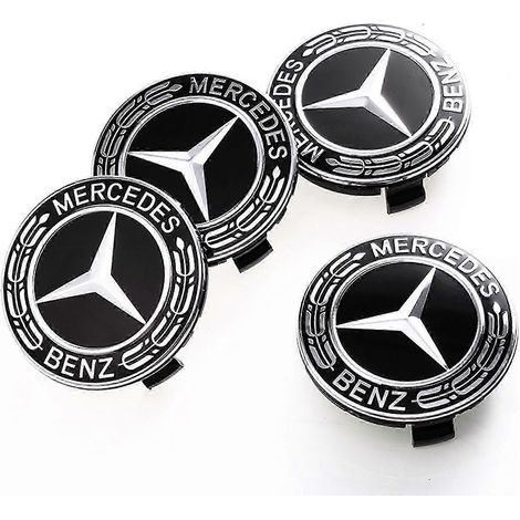 Enjoliveurs de roue Mercedes, cache-moyeux, cache-moyeux de roue pour Mercedes-Benz, noirs (1/4)