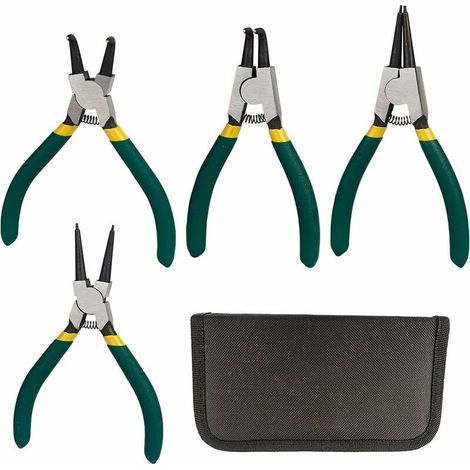 4 pinze per anelli elastici pinze per anelli elastici pinze per anelli elastici 125mm manici antiscivolo pinze ad anello set di utensili, pinze per anelli elastici dritte esterne interne piegate (1/5)