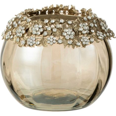 Photophore en Verre Design "Vallee" 14cm Bronze (1/5)