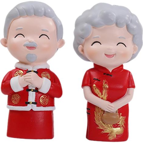 Figurines de couple personnes âgées , ornement stable représentant des grands-parents pour un annive (1/5)