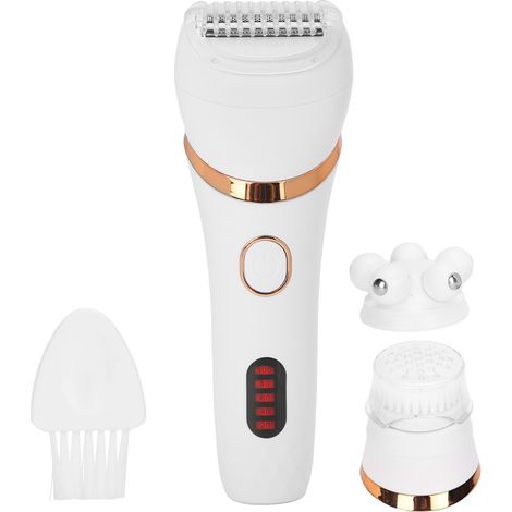 Épilateur électrique 3 en 1 pour femmes, rechargeable par USB, avec rasoir, brosse de massage et masseur pour le visage (1/5)