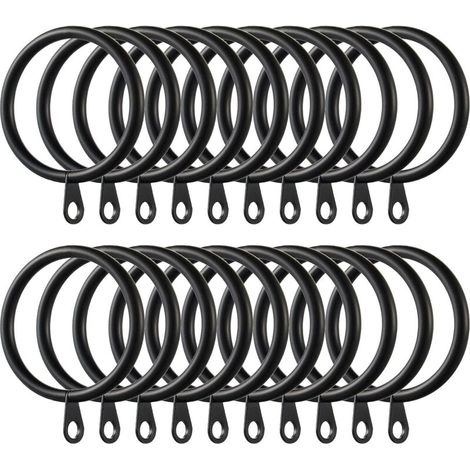 40 anillas para cortinas, anillas metálicas para colgar cortinas y barras, diámetro interior de 38 mm (negras)