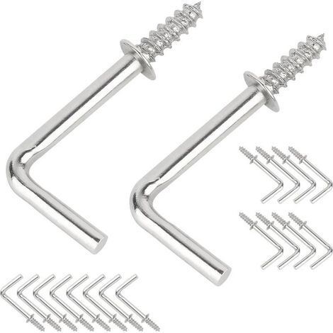 Lot de 20 Crochet à Vis, 29mm Petits Crochets à Visser à Angle Droit, en Acier au Carbone en Forme de L, Crochets à Vis Autotaraudeuses à Métal pour Accrocher (1/4)