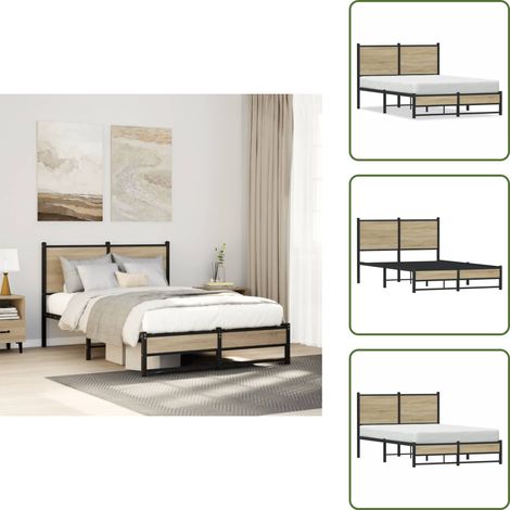 Estructura metálica - vidaXL Estructura de cama sin colchón metal roble Sonoma 120x200 cm - Cama de acero