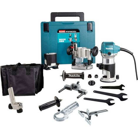 Makita – Affleureuse 710W RT0702CX2J – Vitesse variable 10000-34000 trs/min – Pour bois dur – Moteur puissant et durable