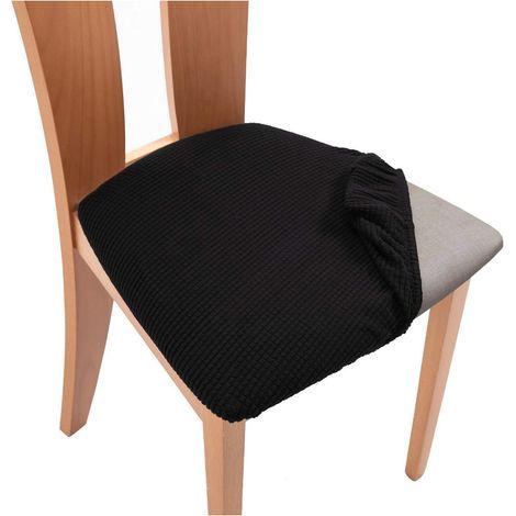 Jacquard-Sitzbezüge für Esszimmerstühle, dehnbare Stuhlkissen, waschbare und abnehmbare Bezüge, Stuhlbezüge für Küche und Esszimmer (Schwarz, 6er-Set) (1/5)